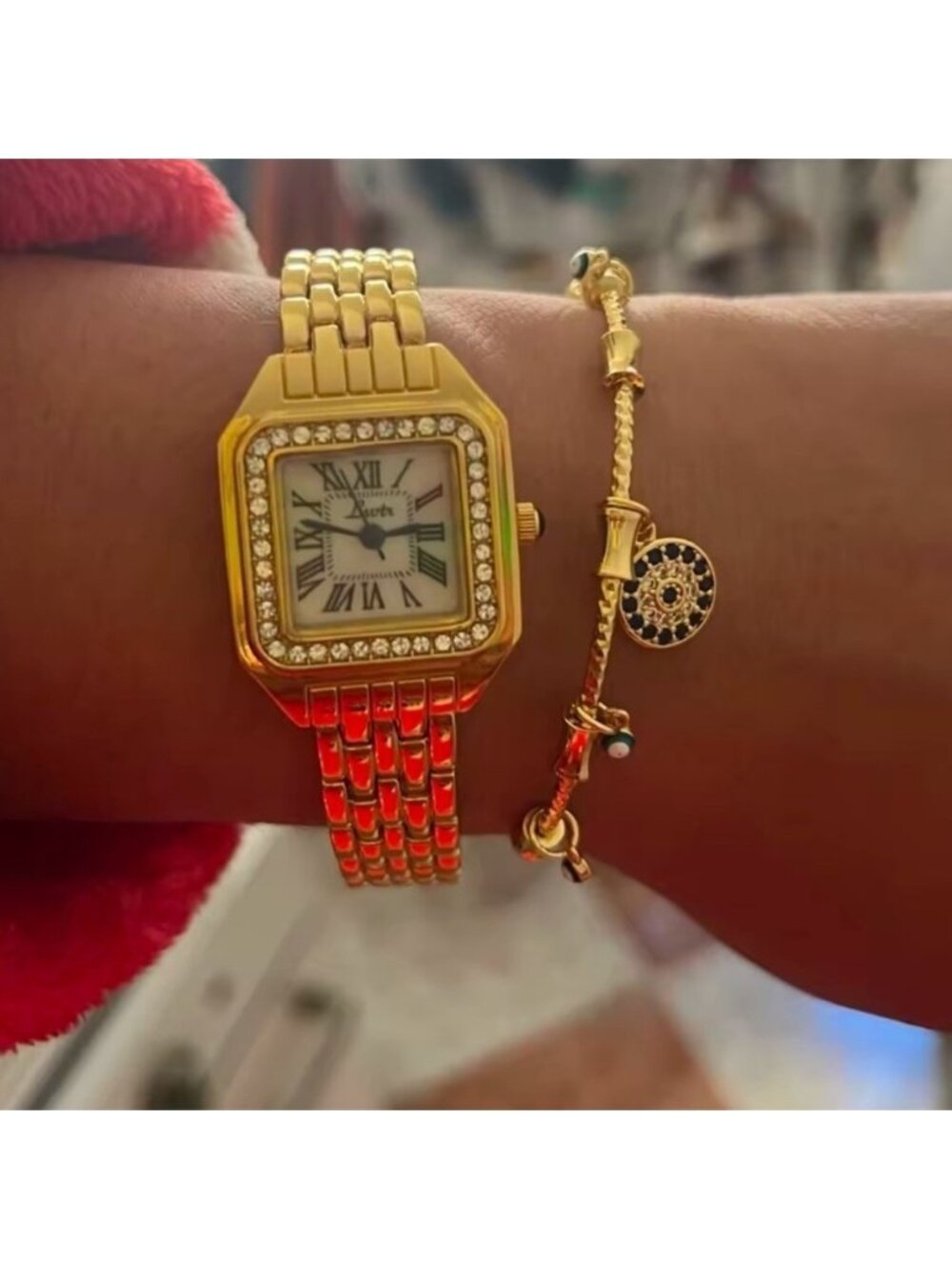 Panthere Classic Gold Crystal Stainless Steel Gold Watch